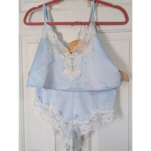 NEW Bluebella Lingerie Cami & Short Set Sz 4 Ice Blue Satin Lace Coquette Sexy